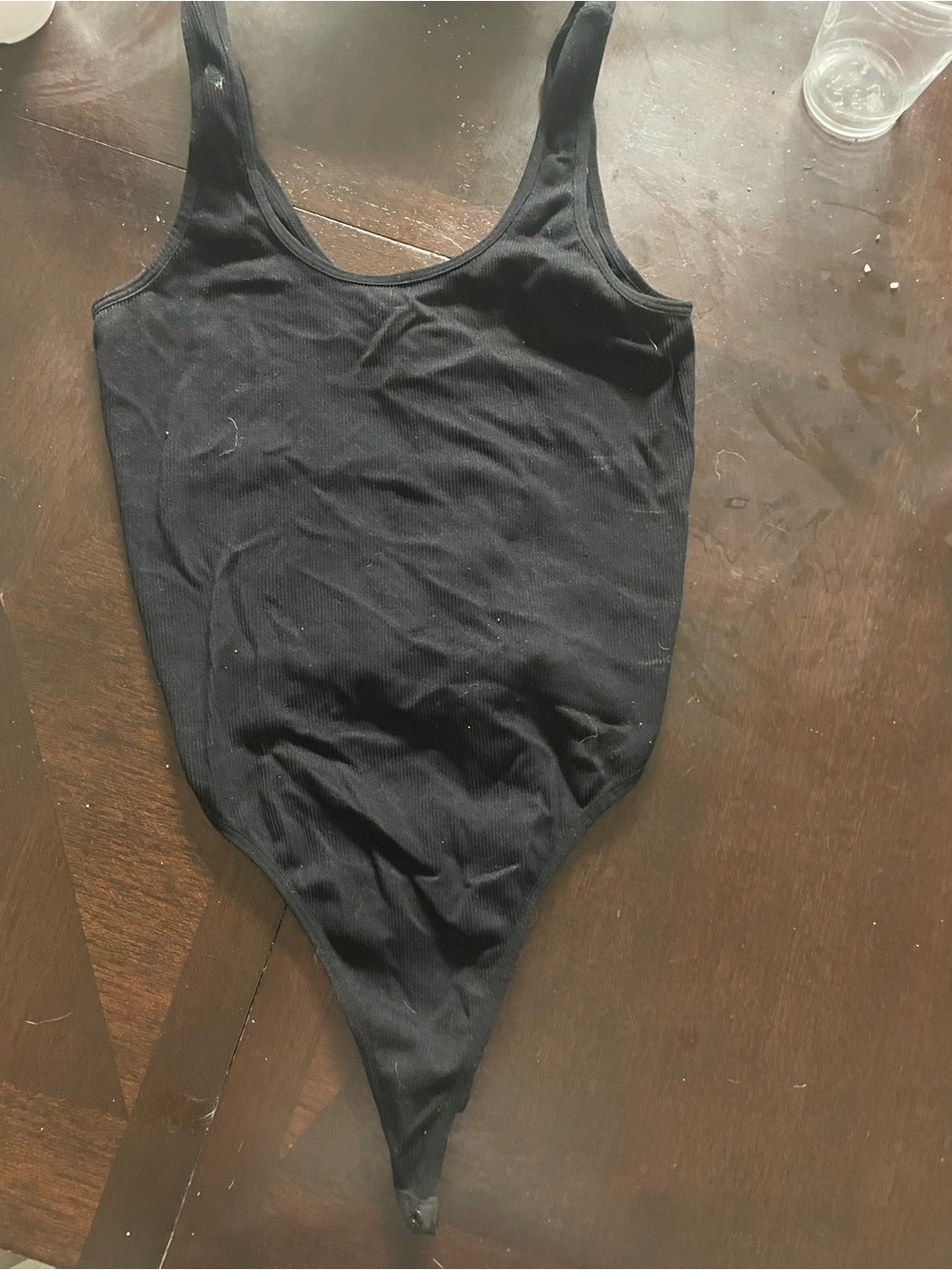 Bozzolo Black Ribbed Scoop Neck Bodysuit